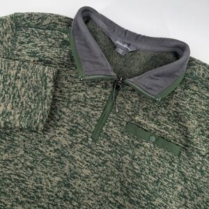 Eddie Bauer Men's Heathered Green 1/4 Quarter Zip Fleece‎ Pullover Sweater XL